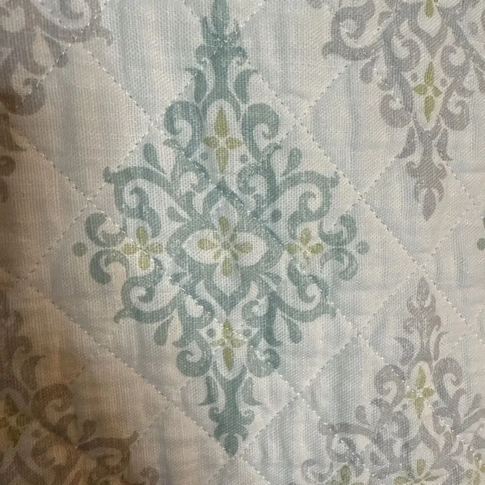 Nina Campbell Home 2 European Pillow Shams Aqua Gray Sage Quilted Luxury Bed‎
